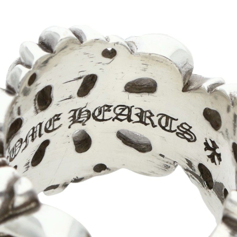 Chrome Hearts DBL FLRL CRS Silver Ring Size US 7