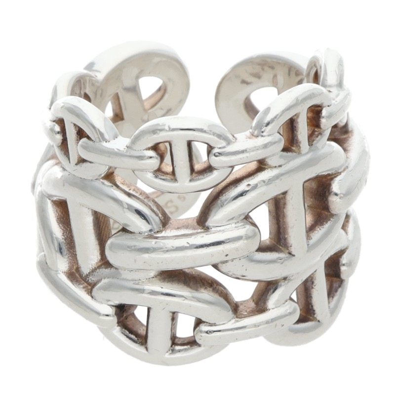 HERMES Chaine d'Ancre Enchainee GM Silver Ring Size ONE SIZE
