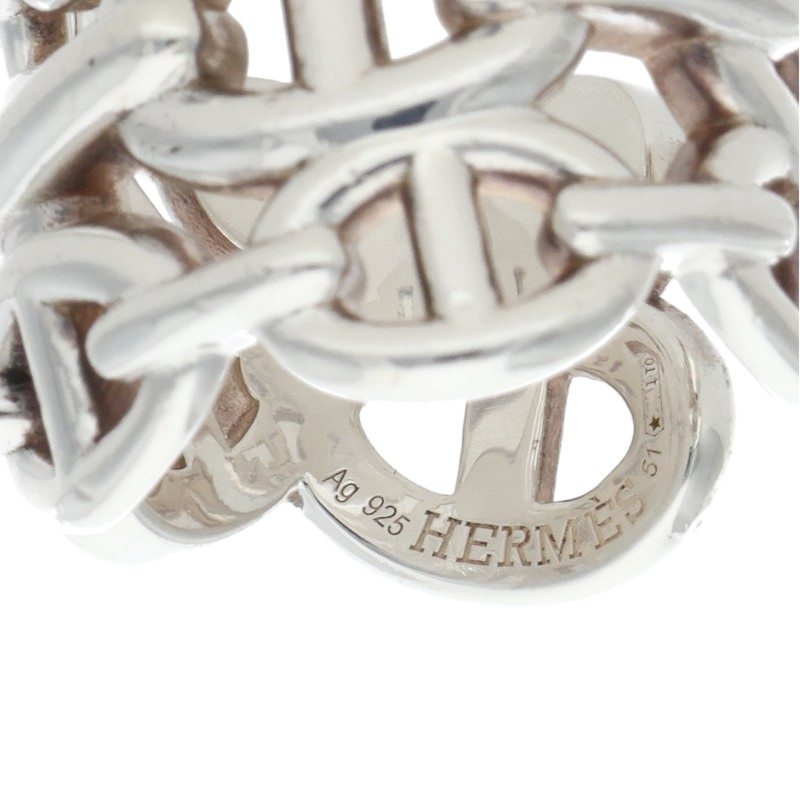 HERMES Chaine d'Ancre Enchainee GM Silver Ring Size ONE SIZE