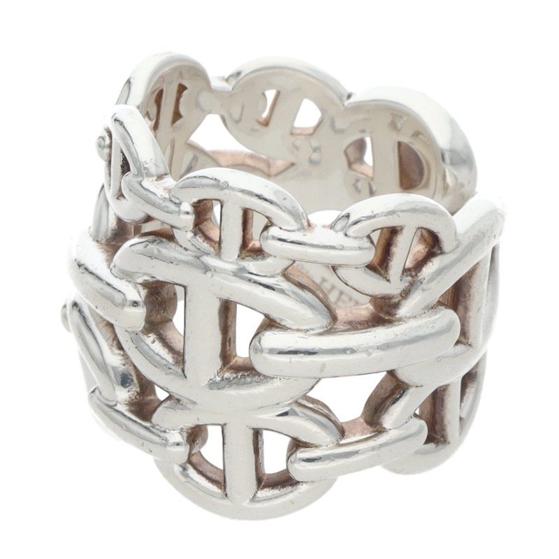 HERMES Chaine d'Ancre Enchainee GM Silver Ring Size ONE SIZE