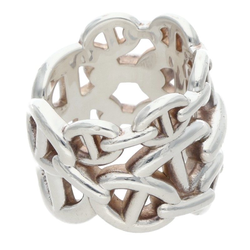 HERMES Chaine d'Ancre Enchainee GM Silver Ring Size ONE SIZE