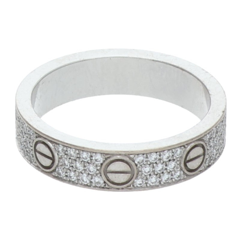 Cartier K18WG Pave Diamond Mini Love Ring Size ONE SIZE