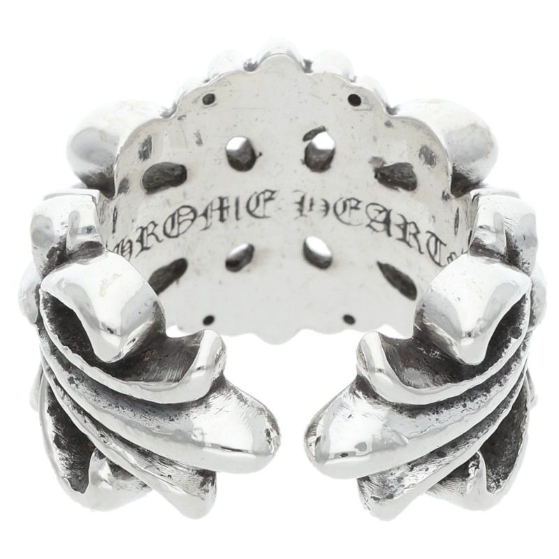 Chrome Hearts DBL FLRL CRS Silver Ring Size US 7.5