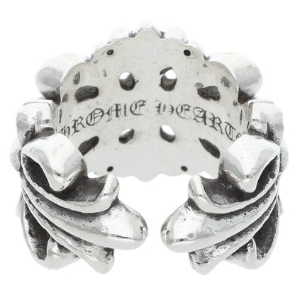 Chrome Hearts DBL FLRL CRS Silver Ring Size US 7.5