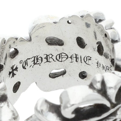 Chrome Hearts DBL FLRL CRS Silver Ring Size US 7.5