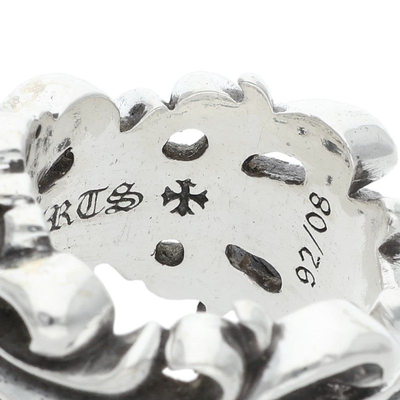 Chrome Hearts DBL FLRL CRS Silver Ring Size US 7.5