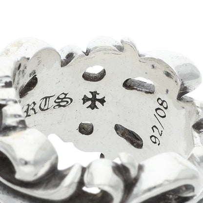 Chrome Hearts DBL FLRL CRS Silver Ring Size US 7.5