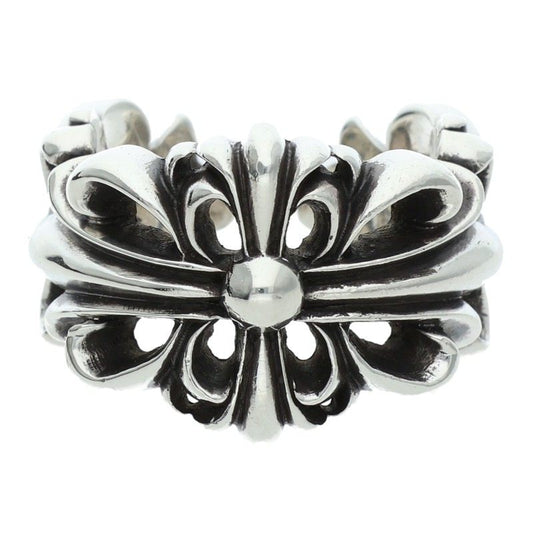 Chrome Hearts DBL FLRL CRS Silver Ring Size ONE SIZE