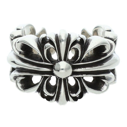 Chrome Hearts DBL FLRL CRS Silver Ring Size US 6.5