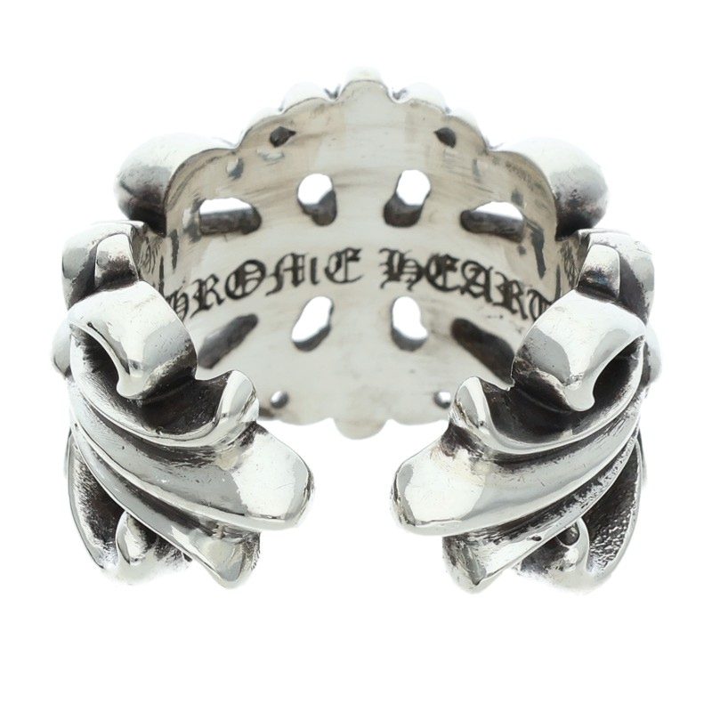 Chrome Hearts DBL FLRL CRS Silver Ring Size US 6.5