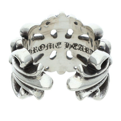Chrome Hearts DBL FLRL CRS Silver Ring Size US 6.5