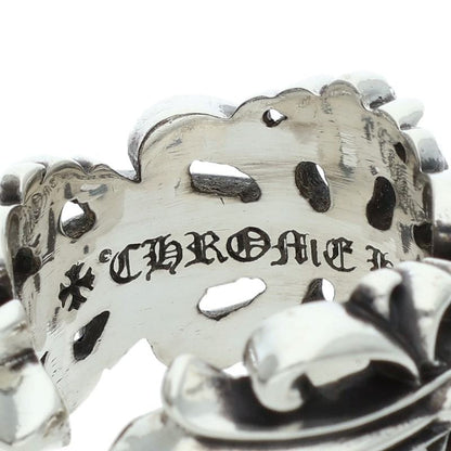 Chrome Hearts DBL FLRL CRS Silver Ring Size US 6.5