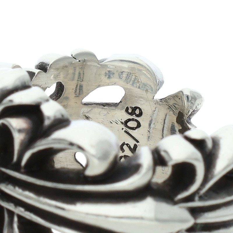Chrome Hearts DBL FLRL CRS Silver Ring Size US 6.5