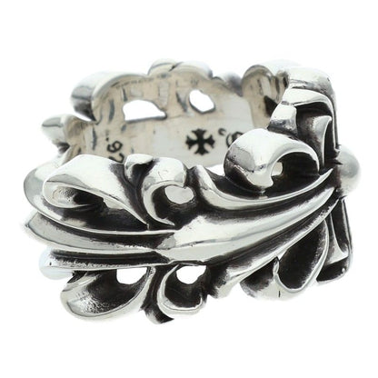 Chrome Hearts DBL FLRL CRS Silver Ring Size US 6.5