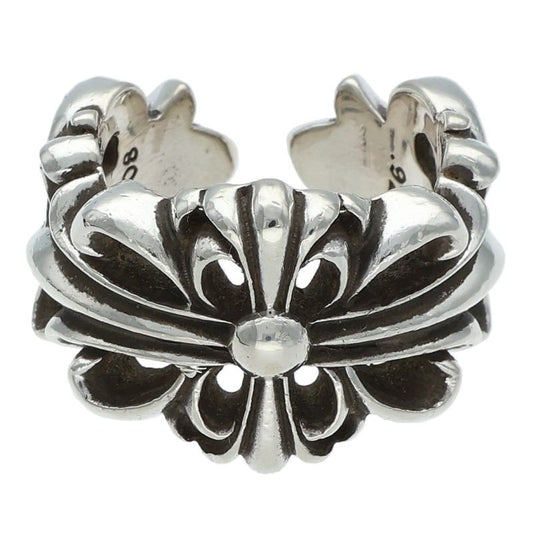 Chrome Hearts DBL FLRL CRS Silver Ring Size ONE SIZE