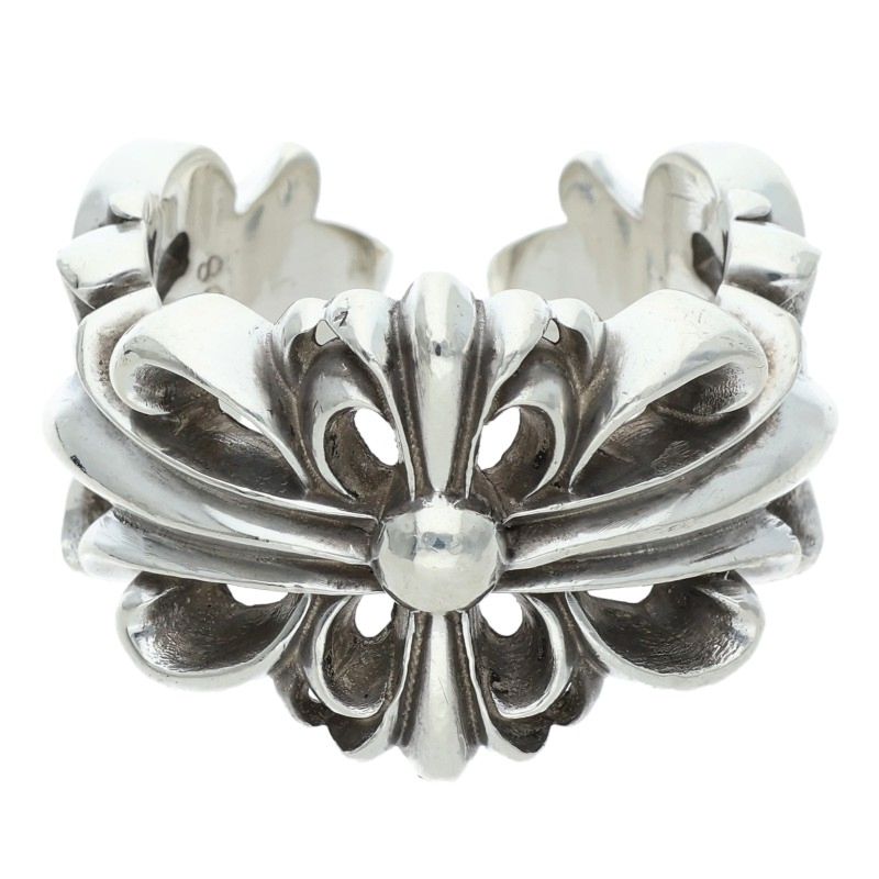 Chrome Hearts DBL FLRL CRS Silver Ring Size US 11