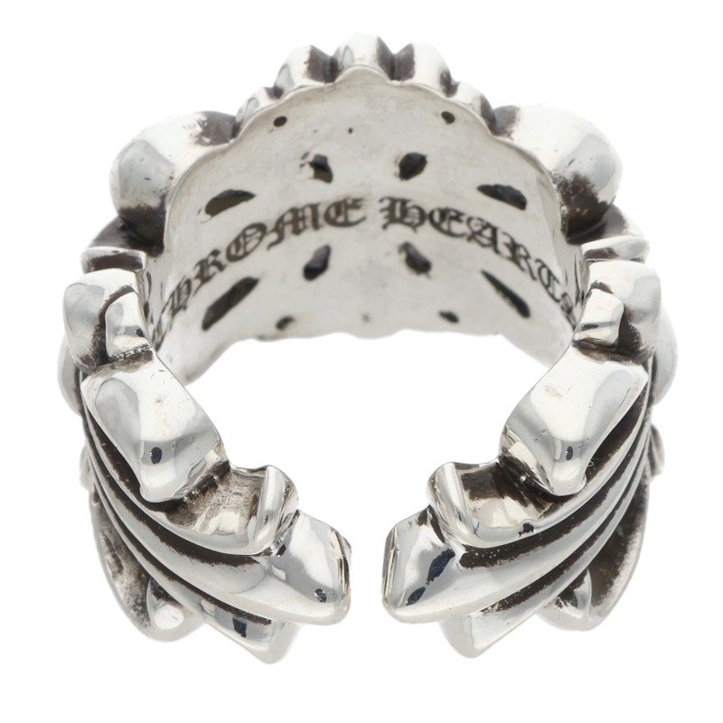 Chrome Hearts DBL FLRL CRS Ring Silver Size US 4 (Silver 11.51g)
