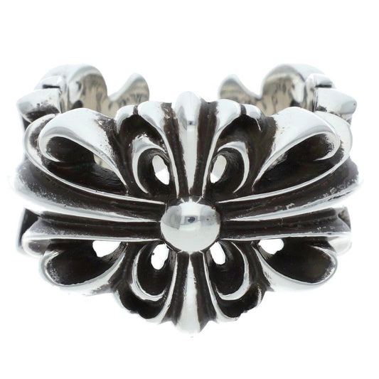 Chrome Hearts DBL FLRL CRS Silver Ring Size ONE SIZE