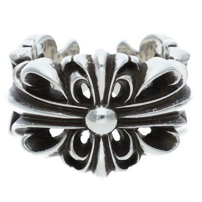 Chrome Hearts DBL FLRL CRS Silver Ring Size US 3.5
