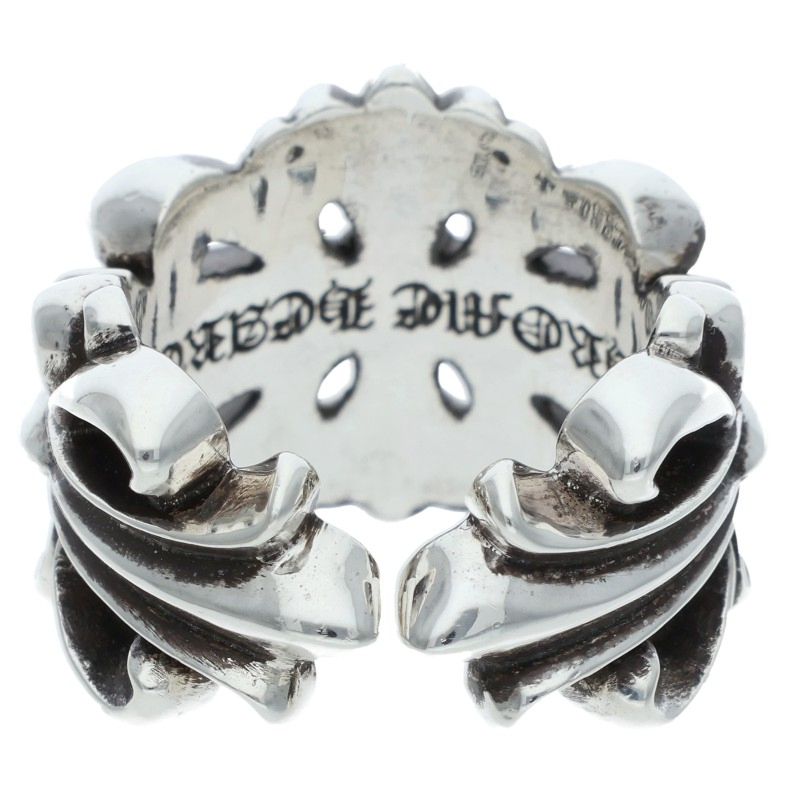 Chrome Hearts DBL FLRL CRS Silver Ring Size US 3.5