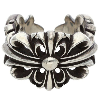 Chrome Hearts DBL FLRL CRS Silver Ring Size ONE SIZE