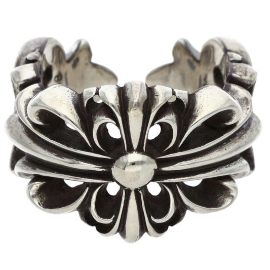 Chrome Hearts DBL FLRL CRS Silver Ring Size ONE SIZE