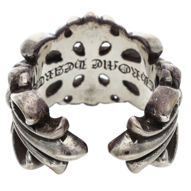 Chrome Hearts DBL FLRL CRS Silver Ring Size ONE SIZE