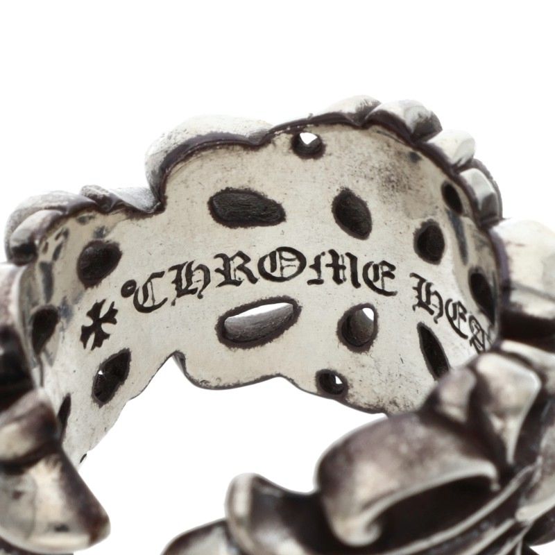 Chrome Hearts DBL FLRL CRS Silver Ring Size ONE SIZE