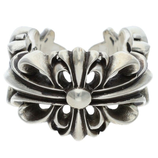 Chrome Hearts DBL FLRL CRS Silver Ring Size ONE SIZE