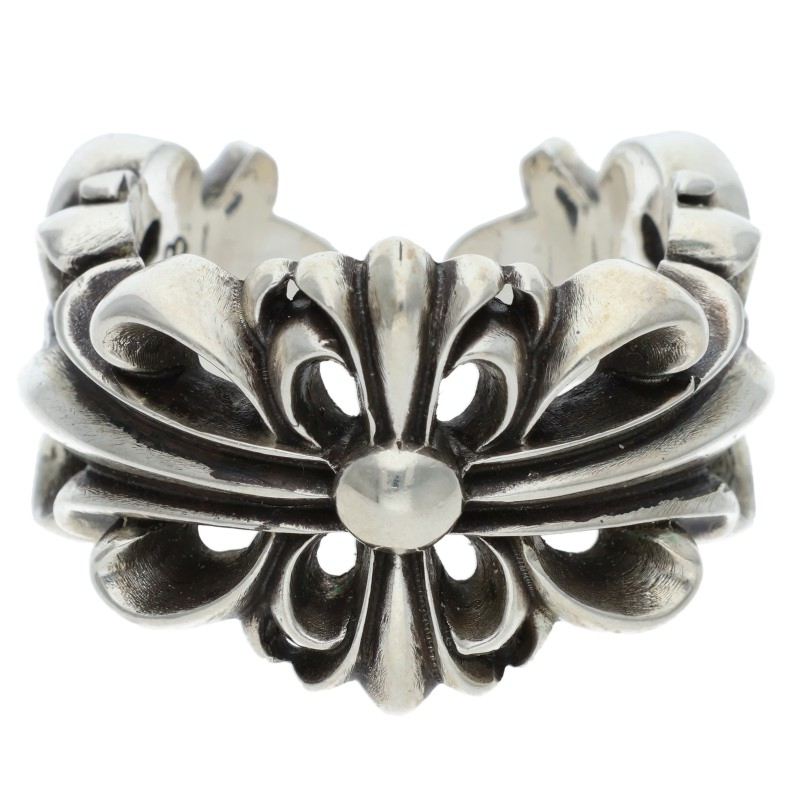Chrome Hearts DBL FLRL CRS Silver Ring Size US 10.5