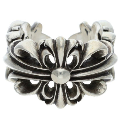 Chrome Hearts DBL FLRL CRS Silver Ring Size US 10.5