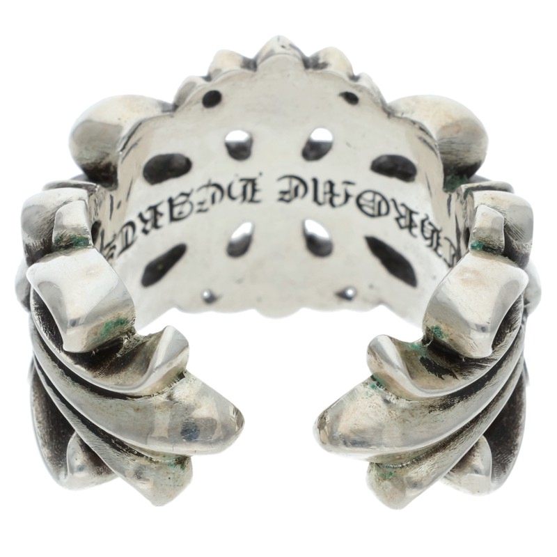 Chrome Hearts DBL FLRL CRS Silver Ring Size US 10.5