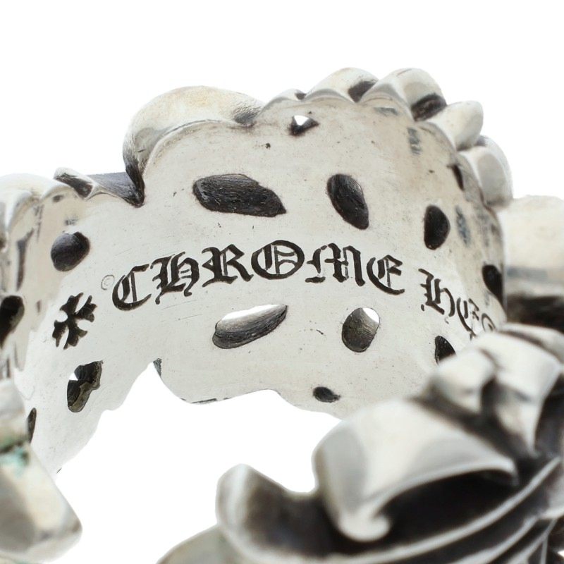 Chrome Hearts DBL FLRL CRS Silver Ring Size US 10.5