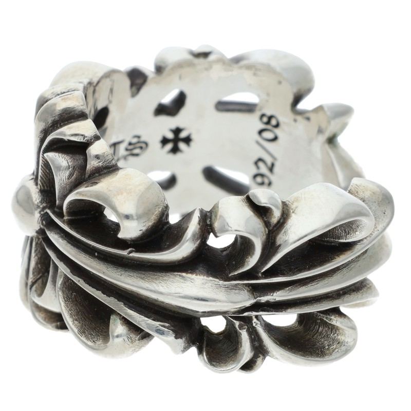 Chrome Hearts DBL FLRL CRS Silver Ring Size US 10.5