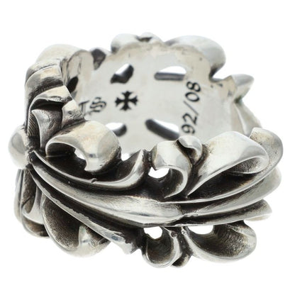 Chrome Hearts DBL FLRL CRS Silver Ring Size US 10.5