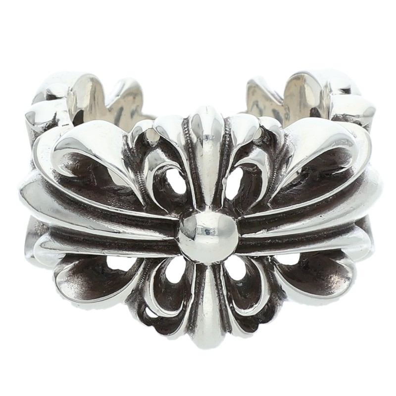 Chrome Hearts DBL FLRL CRS Silver Ring Size ONE SIZE
