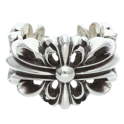 Chrome Hearts DBL FLRL CRS Silver Ring Size ONE SIZE