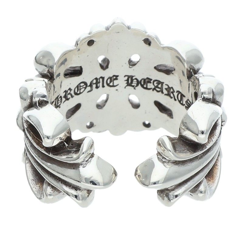 Chrome Hearts DBL FLRL CRS Silver Ring Size ONE SIZE
