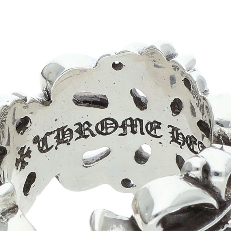 Chrome Hearts DBL FLRL CRS Silver Ring Size ONE SIZE