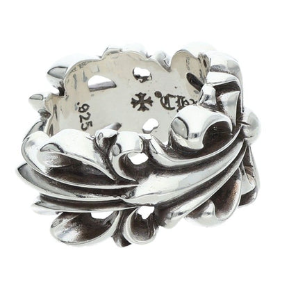 Chrome Hearts DBL FLRL CRS Silver Ring Size ONE SIZE