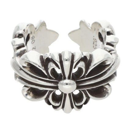 Chrome Hearts DBL FLRL CRS Silver Ring Size US 10.5