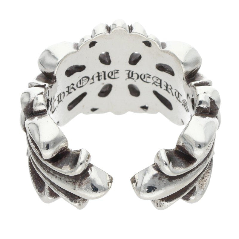Chrome Hearts DBL FLRL CRS Silver Ring Size US 10.5