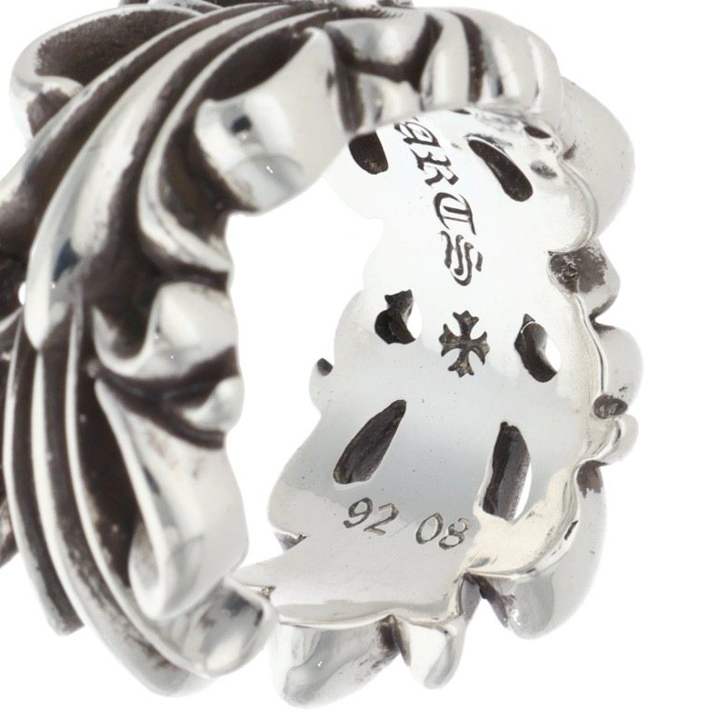 Chrome Hearts DBL FLRL CRS Silver Ring Size US 10.5