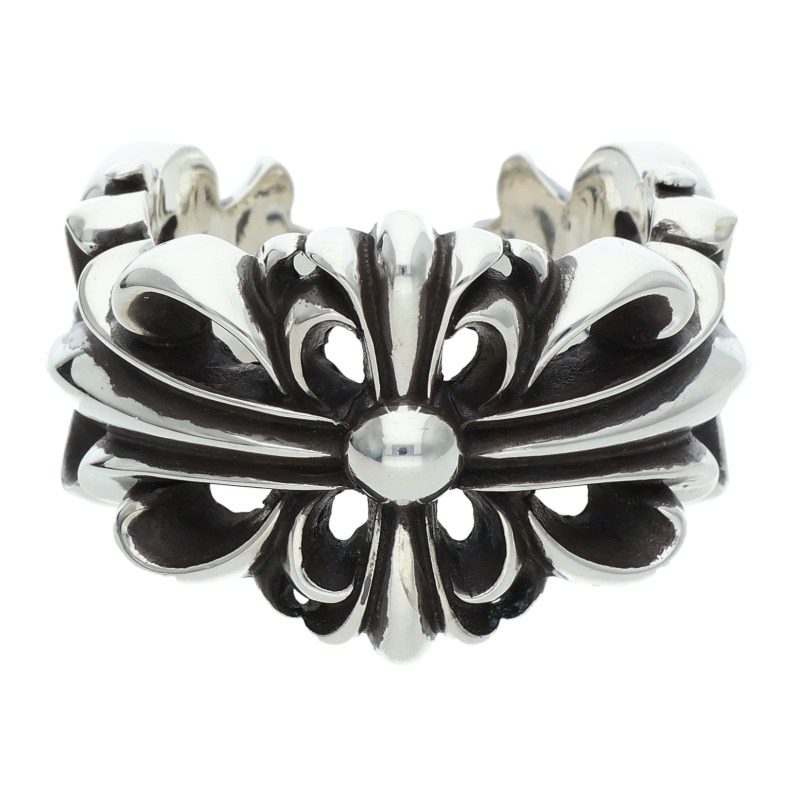 Chrome Hearts DBL FLRL CRS 925 Silver Ring Size ONE SIZE
