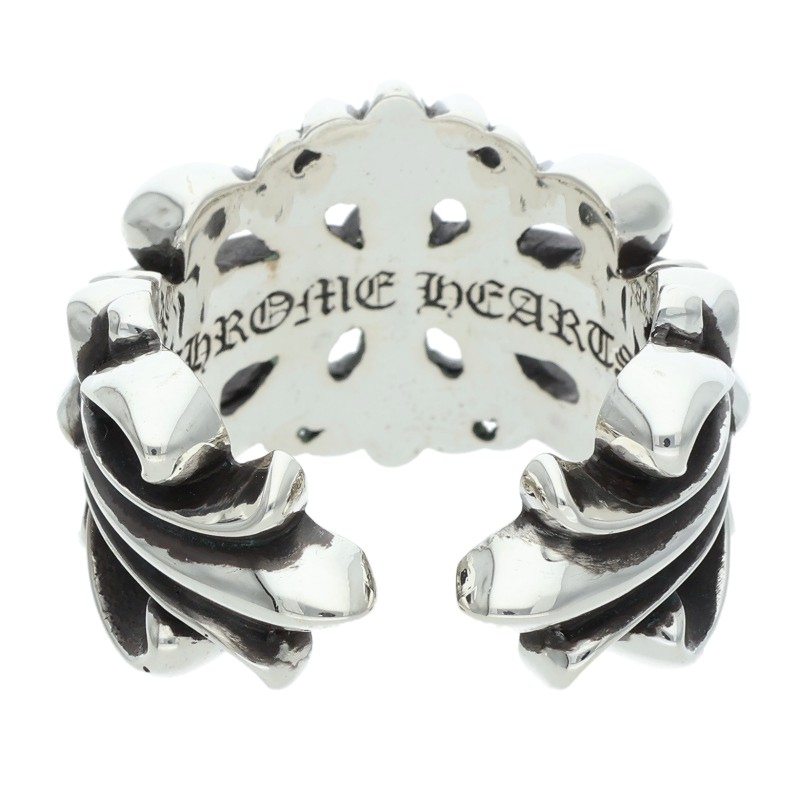 Chrome Hearts DBL FLRL CRS 925 Silver Ring Size ONE SIZE