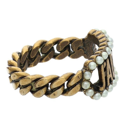 Christian Dior Logo Pearl Chain Ring Size ONE SIZE