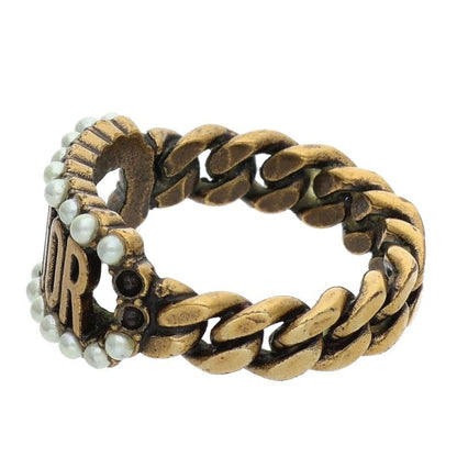 Christian Dior Logo Pearl Chain Ring Size ONE SIZE