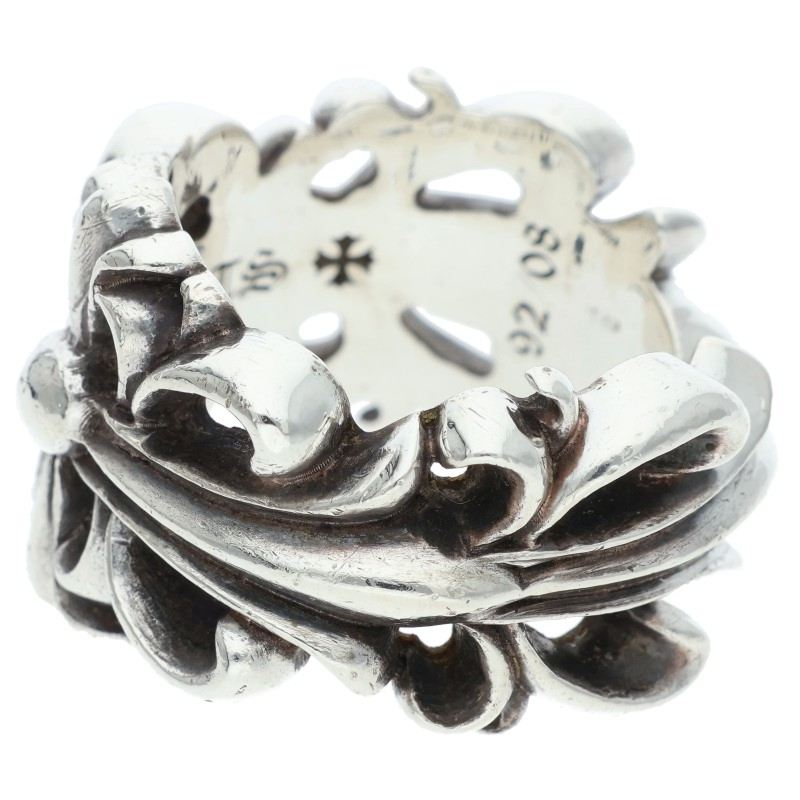 Chrome Hearts DBL FLORAL CROSS Silver Ring Size ONE SIZE