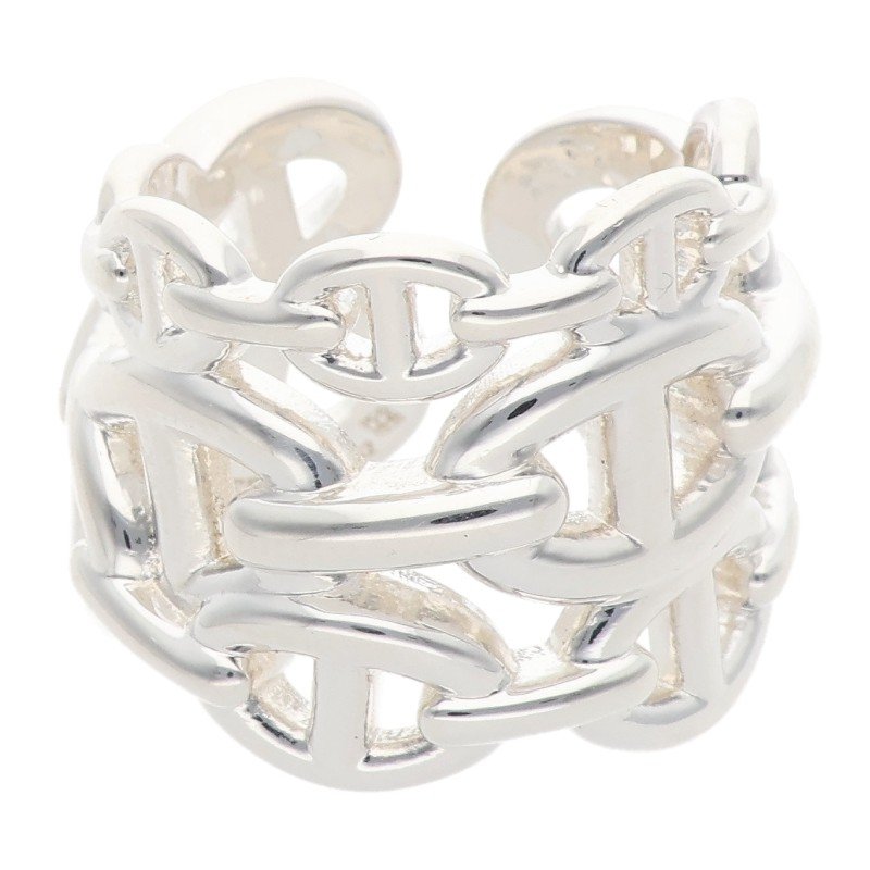 HERMES Chaine d'Ancre Enchainee GM Silver Ring Size ONE SIZE