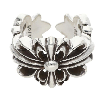 Chrome Hearts DBL FLRL CRS Silver Ring Size ONE SIZE